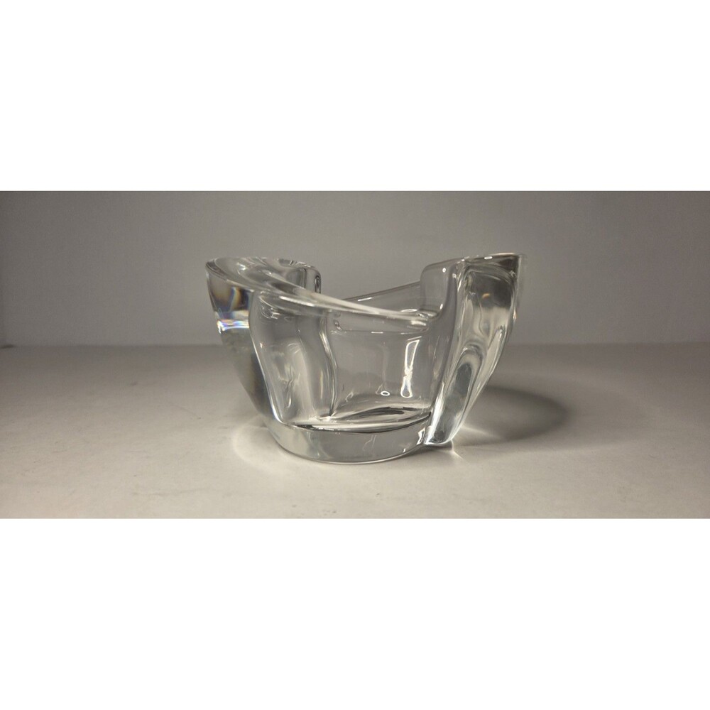Perfect Vintage Crystal S Shaped Heavy Votive Beautiful Unique Clear Art Deco